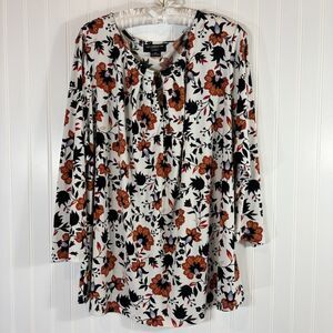 Liz Claiborne Career Womens Floral Blouse Size 2X Stretch Lightweight Office